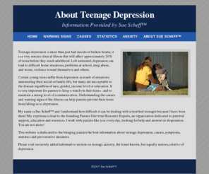 suescheff.org: About Teenage Depression - Sue Scheff™
Sue Scheff provides information about teenage depression.