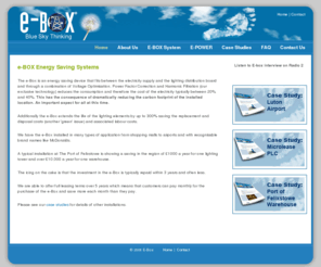 e-boxes.co.uk: e-BOX
e-Box Energy Saving Device.save energy,save money, save the planet