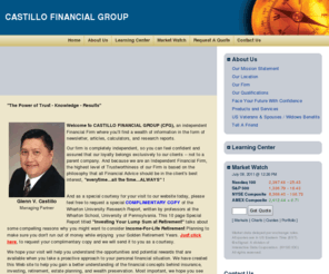 castillofinancialgroup.com: Castillo Financial Group
This Web site is designed to help our clients achieve their financial goals through a long-term relationship with a trusted and knowledgeable advisor / Financial Services Professional.

