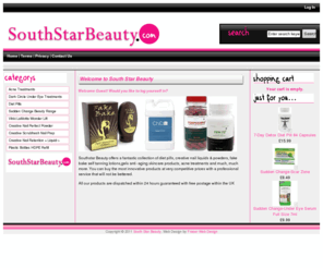 southstarbeauty.co.uk: Buy Beauty Products Online from South Star Beauty
Buy beauty products online from South Star Beauty. Diet pills, acne treatments, creative nail kits, fake bake self tanning lotions, anti aging skincare products and more at discount prices