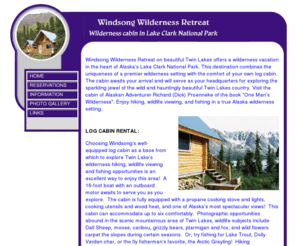 windsongwildernessretreat.com: Twin Lakes Wilderness Cabin in Lake Clark National Park
Comfortable wilderness cabin on Twin Lakes in the heart of Lake Clark National Park - visit the cabin built by Alaskan Adventurer Richard (Dick) Proenneke and enjoy hiking, wildlife viewing and fishing.