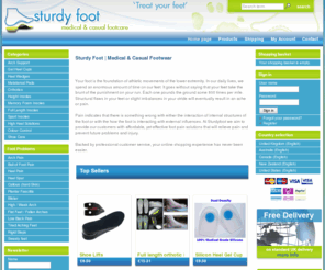 sturdyfoot.com: Sturdy Foot | Medical & Casual Footcare, heel wedges, arch supports, insoles all online now - "Treat your feet"
Online supplier of foot protection products. We sell a range of products to cater for all types of foot protection including ,arch support, heel soreness (plantar fasciitis), metatarsal pads, memory foam insoles, odour control, sports insoles. All our products are developed to protect your feet from simple walking to full on sports and heavy duty usage. Feet flaws, structural feet flaws and slight imbalances can all have a huge effect on your comfort when simply walking, our products are designed to protect your feet no matter what your problem is. feet ahces and pains