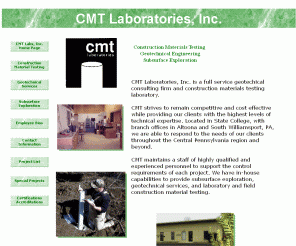 cmtcmt.com: Page Title
Construction Material Testing, Geotechnical Services, Subsurface Exploration.