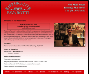 pavarottiristorante.com: Ristorante Pavarotti - Italian Fine Dining Restaurant: Home Page (Reading, MA)
Ristorante Pavarotti serves Authentic Italian cuisine. Experience fine dining at our intimate, romantic setting in Reading center. Open for dinner in Reading, MA.