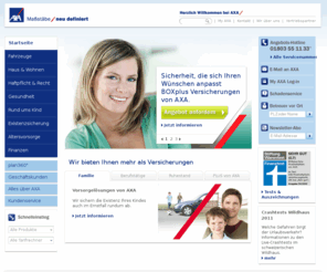 aerzteberufshaftpflicht.info: Versicherungen von AXA: Kfz-Versicherungen und viel mehr bei AXA
Versicherungen und Finanzdienstleistungen sind die Schwerpunkte von AXA. G