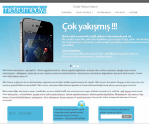 metromedya.com: Web tasarım - Metromedya Dijital Reklam Ajansı
METROMEDYA | Bilişim sektöründeki her türlü ihtiyaçlarınıza, profesyonel çözümler sunan teknoloji firması... Web Tasarım , Web Tabanlı Yazılımlar, Mobil çözümler