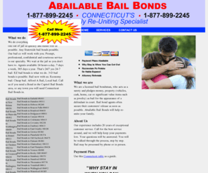 abailablebailbonds.net: Abailable Bail Bonds Home
Abailable Bail Bonds is a licensed bail bondsman, who acts as a surety and pledges money, property (vehicles, cash, home, car or significant value items such as jewelry) as bail for the appearance of a defendant in court.