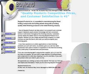 baylandproducts.com: Bayland Products
Bayland Products Inc. Metal Finishing Supplies, Buffing Compounds, Buffing Wheels