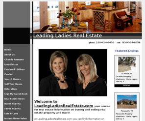 leadingladiesrealestate.com: LaVernia San Antonio Texas Real Estate and homes for sale
LaVernia,Adkins,Floresville,Seguin, and San Antonio TX. homes, land, estates,luxury homes and Real Estate for sale. Search the MLS and sell my home in LaVernia,Adkins,Floresville,Seguin, and San Antonio Texas.