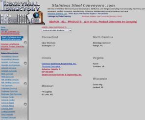 stainlesssteelconveyors.com: Stainless Steel Conveyors .com - Stainless Steel Conveyors Directory of Manufacturers & Suppliers
Stainless Steel Conveyors manufacturers, distributors, and designers directory including sanitary conveyors, food processing machinery and equipment, manufacturing conveyors, stainless steel conveyor systems, and more