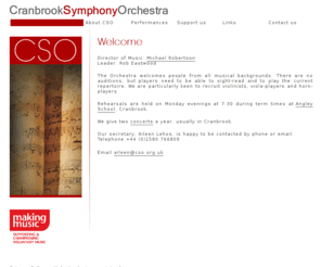 cso.org.uk: Cranbrook Symphony Orchestra
Homepage of Cranbrook Symphony Orchestra, Kent, England, UK