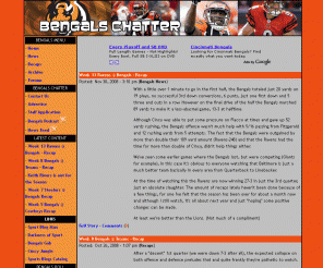 bengalschatter.com: Bengals Chatter - The unofficial blog of the Cincinnati Bengals, recaping game by game along with opinion articles and community for Jungle fans to chat away.
Bengals Chatter - The unofficial Blog of the Cincinnati Bengals, recapping game by game along with opinion articles and community for Jungle fans to chat away.