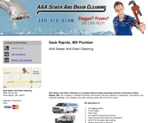 seweranddrainingcleaningmn.com: Plumber Sauk Rapids, MN  - AAA Sewer And Drain Cleaning
AAA Sewer And Drain Cleaning is a company that provides plumbing services in the area of Sauk Rapids, MN. Call 320-310-0108.