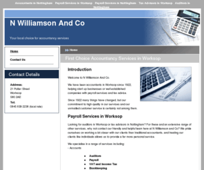 accountantsnottinghamshire.com: Accountants in Worksop : N Williamson And Co
For tax advisors in Nottingham or payroll services in Worksop, call N Williamson and Co today