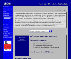 jboes.de: Jahrbuch Öffentliche Sicherheit - JBÖS
Buchreihe mit interdisziplinären wissenschaftlichen Aufsätzen zum Politikfeld Öffentliche Sicherheit