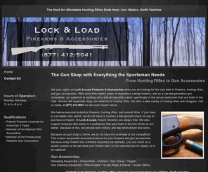 lockload.net: Hunting Rifles & Gun Accessories | Iron Station, NC | Contact
Contact us for firearms, hunting rifles, and gun accessories from Iron Station, North Carolina.