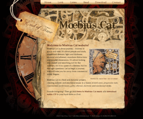 moebiuscat.com: Moebius Cat - End of Time -  fusion of dark wave, progressive, experimental, world fusion, ethereal, electronic and neoclassical music
Moebius Cat is a fluid and dynamic project, creating melodic and emotional music in a fusion of dark wave, progressive, experimental, world fusion, ethereal, electronic and neoclassical styles.