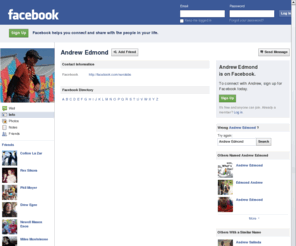 andrewedmond.com: Incompatible Browser | Facebook
 Facebook is a social utility that connects people with friends and others who work, study and live around them. People use Facebook to keep up with friends, upload an unlimited number of photos, post links and videos, and learn more about the people they meet.