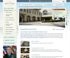 madison-estates.com: San Antonio Texas Independent Senior Living - Madison Estates | Holiday Retirement
Holiday offers independent senior communities in San Antonio, TX.  With transportation, chef-prepared meals and housekeeping, you are sure to find comfort.