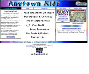 anytownkids.com: Anytown Kids
Anytown Kids is a Youth creative Resource to promote personal success. Links to many safe youth Websites. Youth Activities.
Stories about other kids and topics of concern. Help for parents and children. Educational Links and information.