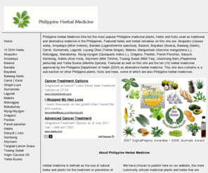 philippineherbalmedicine.org: Philippine Herbal Medicine
Reference site on various medicinal plants and herbs used as alternative medicine and herbal remedies in the Philippines.