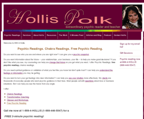 intuitivedge.info: - Psychic Reading | Free Psychic Reading | Chakra Reading | Psychic Hollis Polk
Psychic reading, free psychic reading, chakra reading, trransformational counseling and psychic information from psychic Hollis Polk.