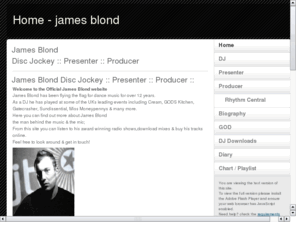 jamesblond.info: James Blond DJ & Radio Presenter
James Blond Dj Disc Jockey Birmingham Radio Presenter Club Promoter BRMB GOD Good Old Days events Dancemasters Club 964 mash up mix cd