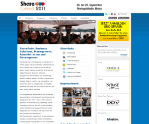 shareconnect.de: Konferenz fr SharePoint Development, Management und Administration - ShareConnect
Die jhrlich stattfindende ShareConnect Konferenz beschftigt sich mit allen Bereichen des SharePoint Development, Administration und Management. 