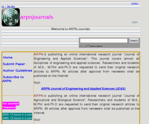 arpnjournals.com: ARPN Journals- Home Page
ARPN is publishing open access peer-reviewed research journals in the fields of engineering, technology, agricultural and biological sciences