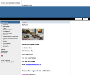 dieselmaschinen.de: BÜCHE MASCHINENTECHNIK - Startseite
BÜCHE MASCHINENTECHNIK - Geräte, Maschinen, Werkzeuge - neu gebraucht