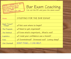 pabarcoach.com: Bruce Yasgur - Bar Exam Coaching
Offering expert tutoring and coaching to law students preparing for the Bar Exam