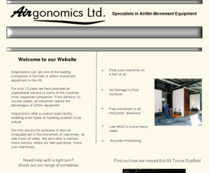 airgonomics.co.uk: Air skates, turntables and air transporters.
Airgonomics Ltd manufacturers of airfilm equipment in the UK. Products include airskates, air transporters and turntables.