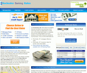 rochesterbankingrates.com: Rochester Banking Rates -- The Source for Every Rochester, NY Bank Rate, CD Rates & Interest Rates
Get current rate information for all your banking needs at Rochester Banking Rates.  Current rates include mortgage rates, cd rates and other interest income opportunities, credit cards, auto loan rates, student loans, insurance, personal loans and more bank rates