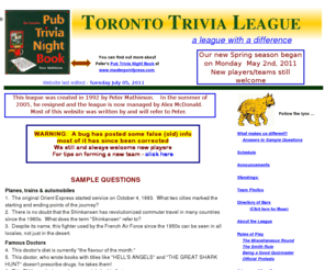 trivialeague.com: toronto trivia league
Toronto Trivia League website. Useful information for joining or setting up & running a pub trivia league.