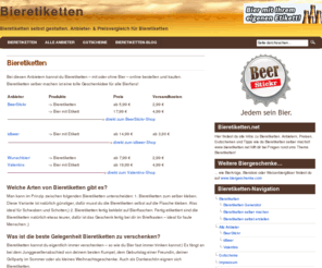 bieretiketten.net: | Bieretiketten | Alles rund um Bieretiketten selbst gestalten | bieretiketten.net
Bei diesen Anbietern kannst du Bieretiketten - mit oder ohne Bier - online bestellen und kaufen. Bieretiketten selber machen ist eine tolle Geschenkidee für