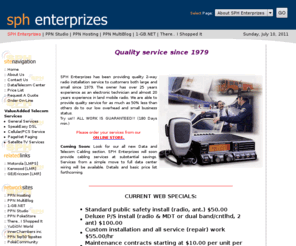 sphenterprizes.com: SPH Enterprizes, CSSD - Quality 2-way Radio Installations Since 1979
SPH Enterprizes, communications sys support division is a small Two-Way Radio service company located in Northern California sevicing small and large clients thru-out the west.