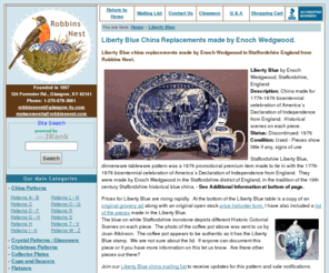 staffordshirelibertyblue.com: Staffordshire Liberty Blue China Replacements | Robbins Nest
Liberty Blue china replacements made by Enoch Wedgwood in Staffordshire England.