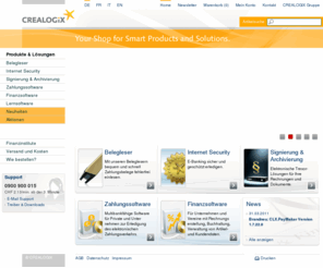 clx-products.com: CREALOGIX Online Shop | Your Shop for Smart Products and Solutions
Hier finden Sie die nötigen Produkte für bequemes E-Banking. Belegleser, offline Zahlungssoftware, Archivlösungen aber auch Sicherheitshardware wie der CLX.Sentinel. Die CREALOGIX Gruppe ist ein führender Lösungsanbieter für E-Business und ERP (Enterprise Resource Planning) in der Schweiz, Deutschland und Österreich. Die Aktien der CREALOGIX Holding AG (CLXN) sind an der SWX Swiss Exchange kotiert.