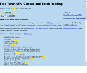 judaism123.net: judaism123.net
Free Jewish mp3 classes by Rabbi Netanel Frankenthal beginner to advanced Judaism: Torah Navi talmud rambam relationship & self improvement leining