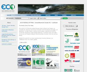 umwelttechnikcluster.com: ECO WORLD STYRIA - Umwelttechnik und Erneuerbare Energie -       
ECO WORLD STYRIA steht für Leadership in Energie- und Umwelttechnik. ECO ist die erste Adresse für branchenübergreifende Lösungen und vernetzt die besten Partner und gibt zukunftsweisende Impulse.