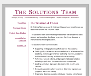 the-solutions-team.org: Project Case Studies > >  The Solutions Team
The Solutions Team connects two professionals with exceptional track records and expertise, developed over more than three decades, in many matters affecting education.