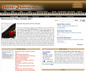 piano-sheets.net: Free Piano Sheet Music, Notes, Online Piano Lessons: Piano-sheets.net
Online lessons to learn playing Piano notes using free music sheets from Piano-Sheets.net, get various free piano sheets online and Piano notes to help you in learning Piano.