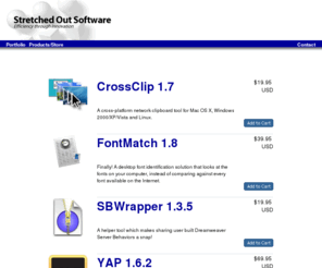 stretchedoutsoftware.com: Stretched Out Software, Inc.
Jacksonville's premier quality Websites, Flash and Director animation, interactive CD Roms, Multimedia, 3D modeling, Wireless Palm, custom application software