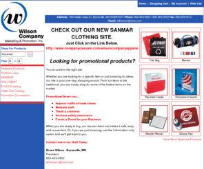 wilsonco1.biz: Wilson Company Marketing &
Promotional products, advertising specialties and business gifts. Shop our mall of products that can be imprinted with your company name & logo! Enter to win our drawing!