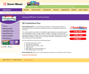 zbfontsonline.com: Zaner-Bloser Handwriting - ZB FontsOnline
ZB FontsOnline is a convenient way for teachers to provide classroom activities that reinforce Zaner-Bloser Handwriting instruction.