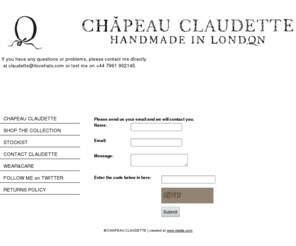 berets.co.uk: CHAPEAU CLAUDETTE - CONTACT CLAUDETTE
CHAPEAU CLAUDETTE - CONTACT CLAUDETTE