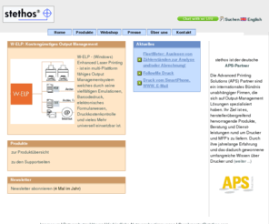 stethos.com: stethos - APS-Partner (Advanced Printing Solution Partner) für 
Drucklösungen
Professional solutions for output management, information traceability, security and mobility: scan print copy email access control, tracking and security - 1D and 2D barcodes - secure check printing