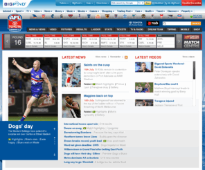 afl.com.au: AFL - The official site of the Australian Football League - AFL.com.au
The official site of the Australian Football League. All the latest AFL news, AFL live scores, AFL previews and AFL match reports, AFL fixtures, AFL results, AFL statistics and AFL awards brought to you by Bigpond Sport.