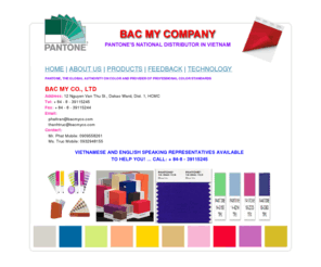 bacmyco.com: Pantone Bac My - Ban pantone mau chinh hang
Cty Bắc Mỹ cung cấp pantone màu chính hãng. Website: http://bacmyco.com hoặc http://pantonebacmy.com