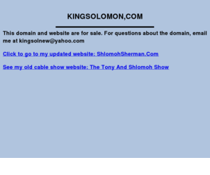 kingsolomon.com: Shlomoh Sherman's Literary Web Site
